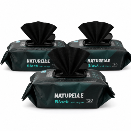 Pachet 3x Șervețele Umede Naturelle Black 120 Buc | Fără Alcool [0]