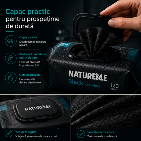 Pachet 3x Șervețele Umede Naturelle Black 120 Buc | Fără Alcool [4]