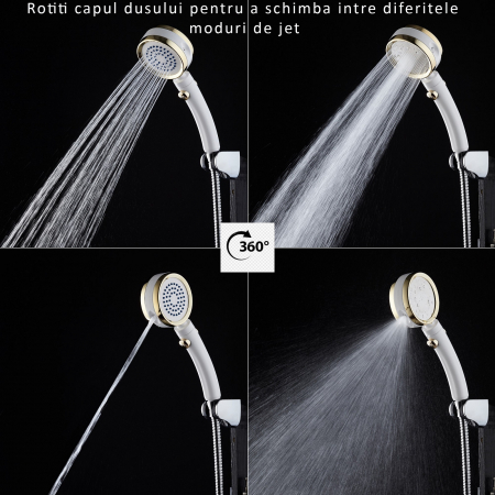 Cap de dus rotativ 360 grade cu multiple moduri de jet si putere mare [2]