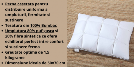Pernă Casetată cu Puf de Gâscă - Confort și Suport Premium pentru un Somn Odihnitor [1]