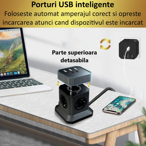 Prelungitor tip turn detasabil cu USB-C [1]