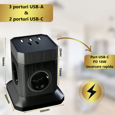 Prelungitor tip turn detasabil cu USB-C [10]