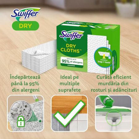Lavete Uscate Swiffer 18 Buc | Curățare Rapidă, Fără Reziduuri [1]