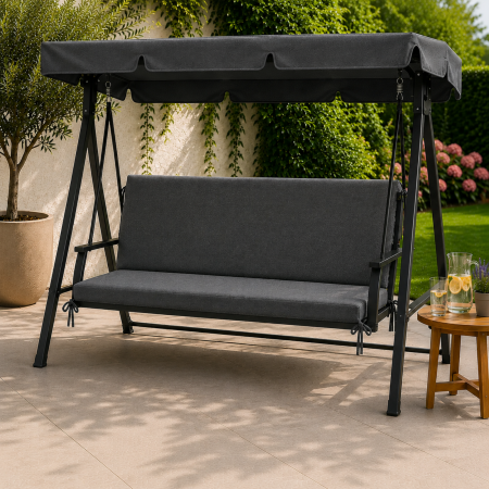 Saltea Balansoar 3 Persoane 100x150 cm, Oxford Gros, Husă Detașabilă, Gri  | Fabricată în România [0]