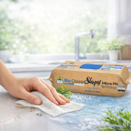 Șervețele Umede Biodegradabile Sleepy Bio Sea Salt & Sea Weed 50 buc, Multisuprafețe 3XLarge [1]