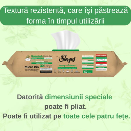 Șervețele Umede Biodegradabile Sleepy Bio Tea Tree & Lime 50 buc, Multisuprafețe 3XLarge [3]