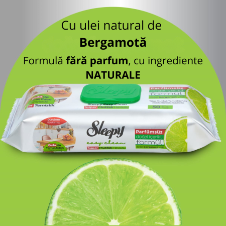Șervețele umede bucătărie Sleepy Easy Clean Bergamotă 50 buc – Degresare rapidă fără clătire [5]