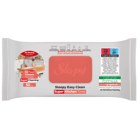Șervețele Umede Bucătărie Sleepy Easy Clean Grapefruit 50 buc – Degresare Rapidă, Fără Clătire [7]