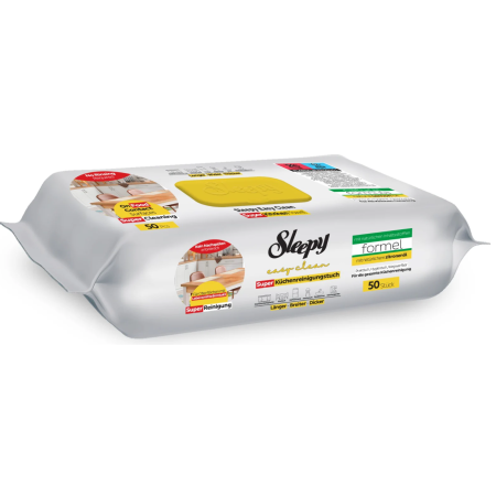 Curatenie & Intretinere Casa - Șervețele Umede Bucătărie Sleepy Easy Clean Lămâie 50 buc – Degresare Rapidă, Fără Clătire
