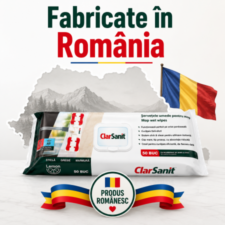 Șervețele Umede pentru Mop ClarSanit Lemon 50 Buc | 35×20 cm [6]