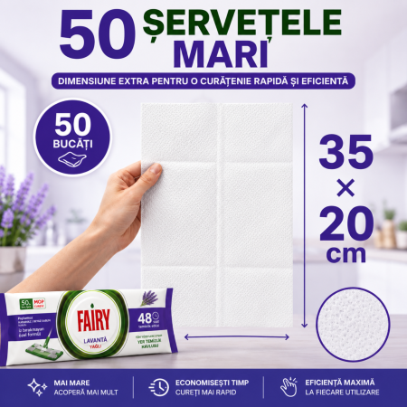Șervețele Umede pentru Pardoseală Fairy Lavandă 50 Buc | Compatibile cu Mopuri [5]