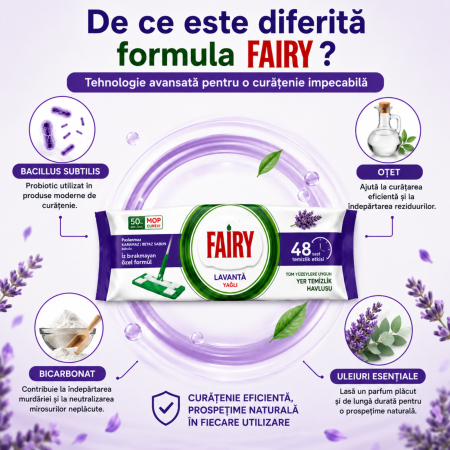 Șervețele Umede pentru Pardoseală Fairy Lavandă 50 Buc | Compatibile cu Mopuri [3]