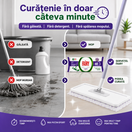 Șervețele Umede pentru Pardoseală Fairy Lavandă 50 Buc | Compatibile cu Mopuri [1]