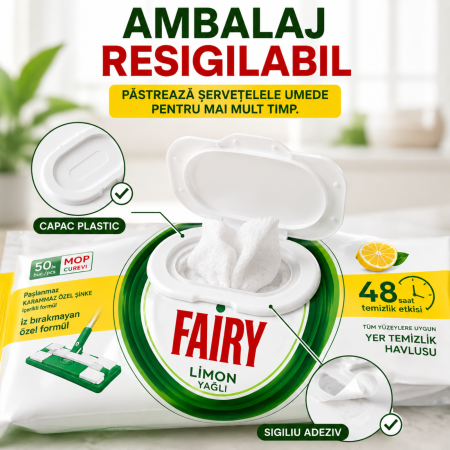 Șervețele Pardoseală Fairy Lemon 50 Buc | Compatibile Parex [6]