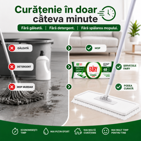 Șervețele Umede pentru Pardoseală Fairy Power Wipes 50 Buc | White Soap [1]