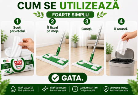 Șervețele Umede pentru Pardoseală Fairy Power Wipes 50 Buc | White Soap [7]