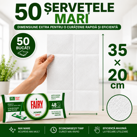 Șervețele Umede pentru Pardoseală Fairy Power Wipes 50 Buc | White Soap [5]