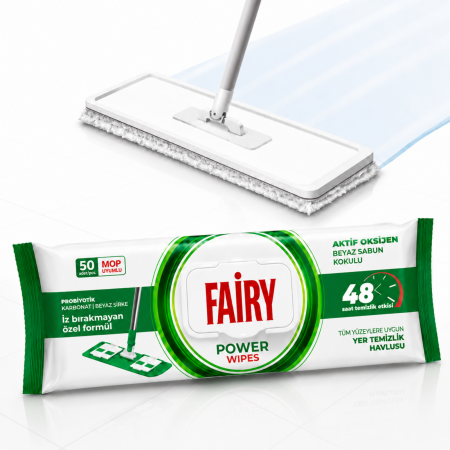 Șervețele Umede pentru Pardoseală Fairy Power Wipes 50 Buc | White Soap