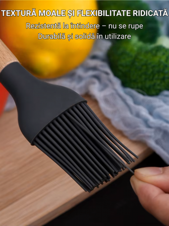 Set Ustensile Bucătărie Silicon cu Lemn – 11 Piese + Suport [5]