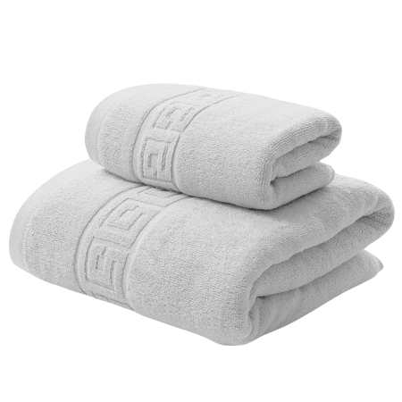 Prosoape - Set Prosoape Greek Border 100% Bumbac, Gri – Prosop Față și Corp, Absorbție Superioară