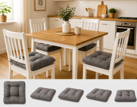 Set 4 Perne Scaun 40x40x7 cm, Oxford Gros, Interior Exterior, Gri deschis | Fabricate în România [3]