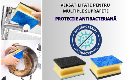 Set 6 Bureți Vileda Glitzi Plus – Curățare Eficientă, Protecție Antibacteriană, Design Ergonomic [2]