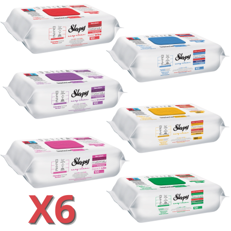 Curatenie & Intretinere Casa - Set 6 x Servetele Umede Multisuprafete Sleepy Easy Clean 600 buc – Cherry Blossom, Orchid, Lilium, Bleach, Herbal, White Soap