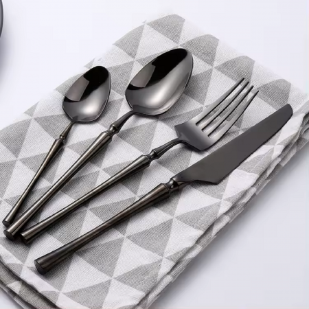 Set tacamuri din inox ,model unic, culoare negru [6]