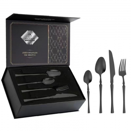 Set tacamuri din inox ,model unic, culoare negru