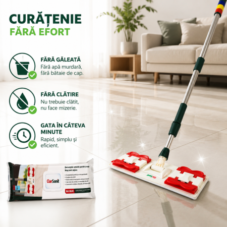 Set Mop ClarSanit cu Șervețele Incluse | Fabricat în România [1]