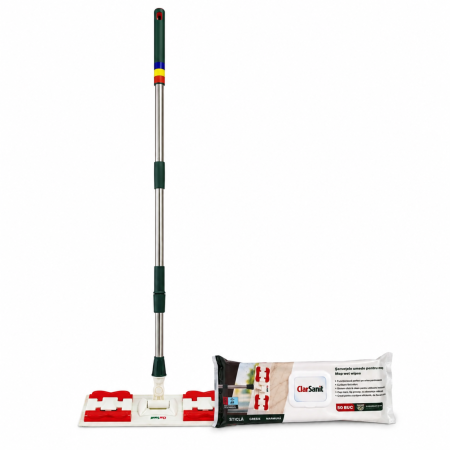 Mopuri si Rezerve Mop - Set Mop ClarSanit cu Șervețele Incluse | Fabricat în România