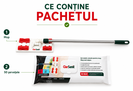Set Mop ClarSanit cu Șervețele Incluse | Fabricat în România [9]