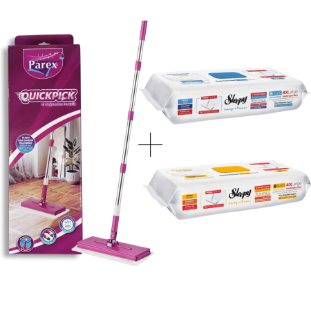 Mop Parex QuickPick + Lavete Sleepy Herbal & Bleach 110 buc