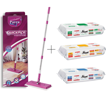 Set Mop Parex QuickPick + Lavete Sleepy 3 variante 150 buc, 4XL, fara galeata, fara clatire