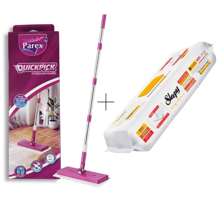 Mopuri si Rezerve Mop - Set Mop Parex QuickPick + Lavete Sleepy Herbal Soap 50 buc, 4XL, fara galeata, fara clatire