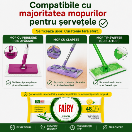 Set 4 Șervețele Umede Fairy Pardoseală, 200 Buc., 4 Parfumuri [2]