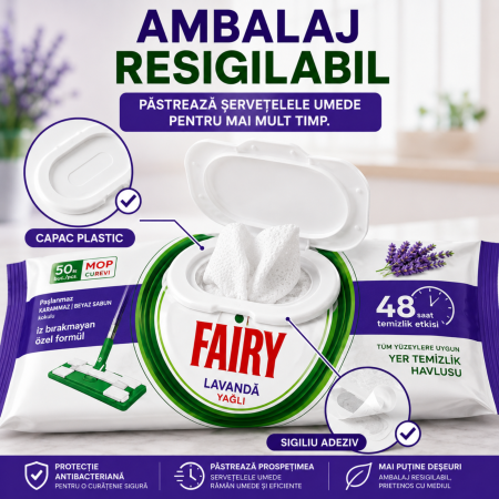 Set 4 Șervețele Umede Fairy Pardoseală, 200 Buc., 4 Parfumuri [6]