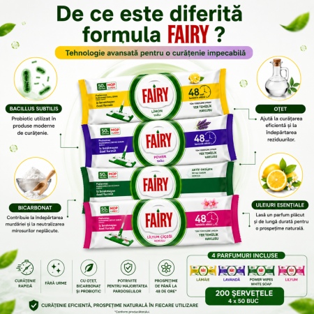 Set 4 Șervețele Umede Fairy Pardoseală, 200 Buc., 4 Parfumuri [3]