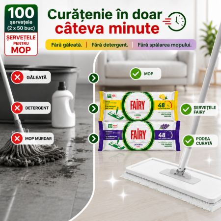 Set Șervețele Umede pentru Pardoseală Fairy 100 Buc | Lemon + Lavandă [1]