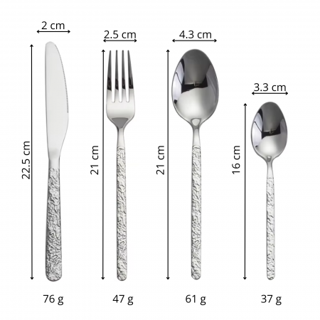 Set Tacâmuri Premium 24 piese – Inox 18/10, Finisaj Lucios, Textură Piatra [7]
