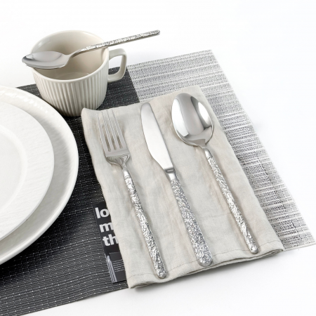 Set Tacâmuri Premium 24 piese – Inox 18/10, Finisaj Lucios, Textură Piatra [2]