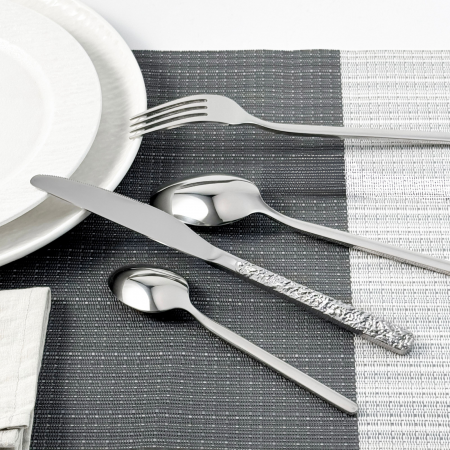 Set Tacâmuri Premium 24 piese – Inox 18/10, Finisaj Lucios, Textură Piatra [5]