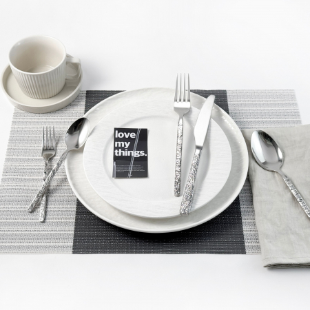 Set Tacâmuri Premium 24 piese – Inox 18/10, Finisaj Lucios, Textură Piatra [4]