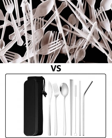 Set Portabil de Tacamuri si Paie din Inox - Elegant si Confortabil Oriunde ai fi [5]