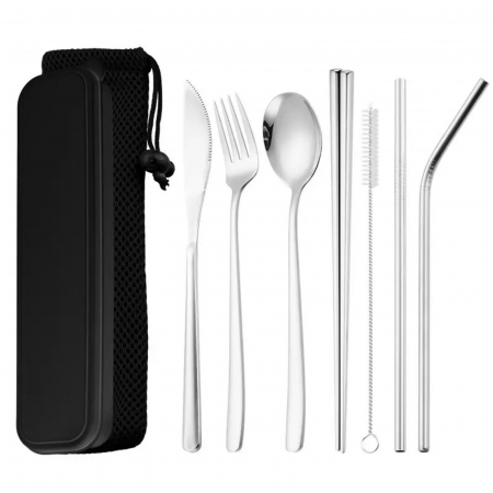 Set Portabil de Tacamuri si Paie din Inox - Elegant si Confortabil Oriunde ai fi