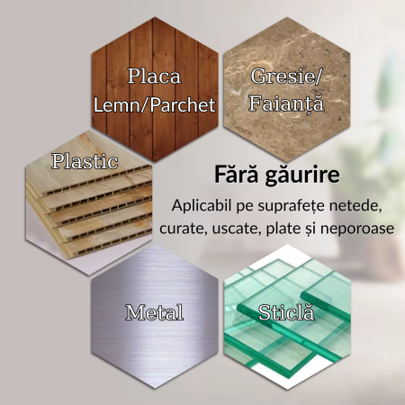 Suport adeziv reglabil pentru cap de duș – montaj fără găurire, cromat, ABS durabil [4]