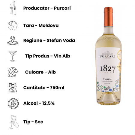 Viorica Muscat Ottonel de Purcari 2023 – Vin Alb Sec Premium | Arome Florale și Prospețime de Excepție [1]