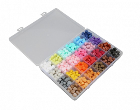 Ceara baton patrat cu fitil - Cutie cu 600 bucatele de ceara 24 culori