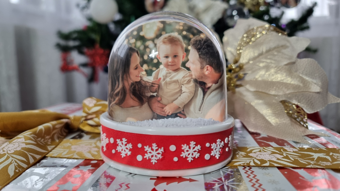 Glob De Crăciun Cu 2 Poze, Zăpadă Și Lumini 1 [2]