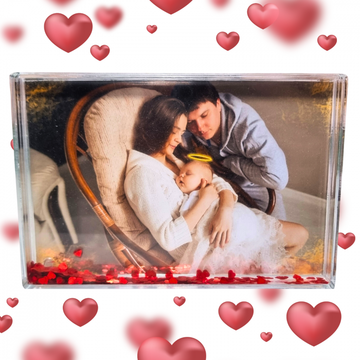 Glob Foto Personalizat cu o Poză Dreptunghiulară, Cu Inimi [1]